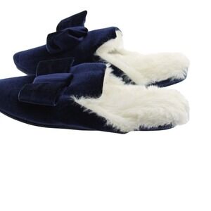 Charter‎ Club Women's Velvet Bow Slippers With Faux Fur Sz S 5-6